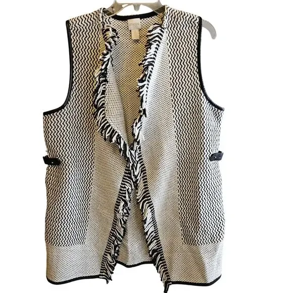 Chico's ladies wool blend long open front vest sweater - Chico's size 2 (large) - Picture 1 of 6